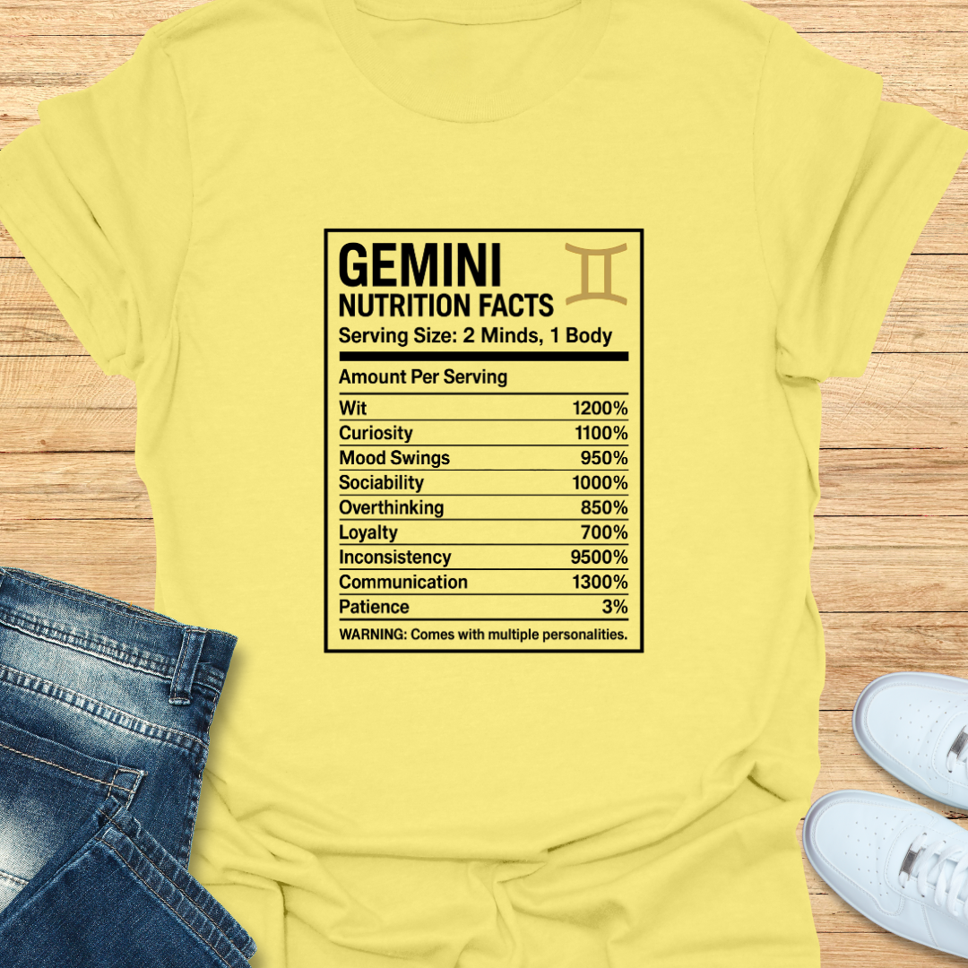 Gemini Nutrition Label T-Shirt