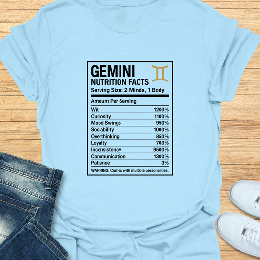 Gemini Nutrition Label T-Shirt
