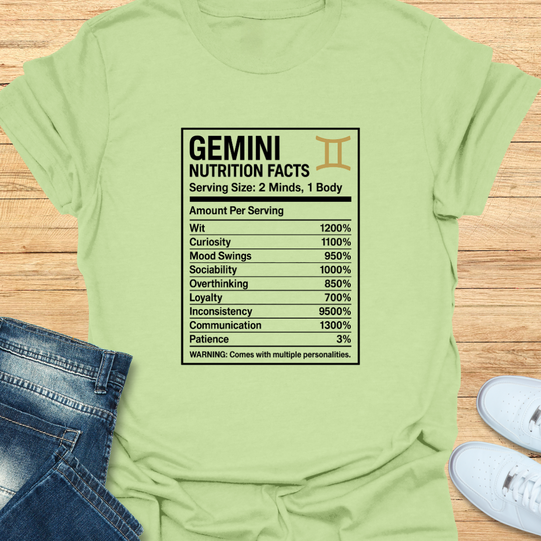 Gemini Nutrition Label T-Shirt