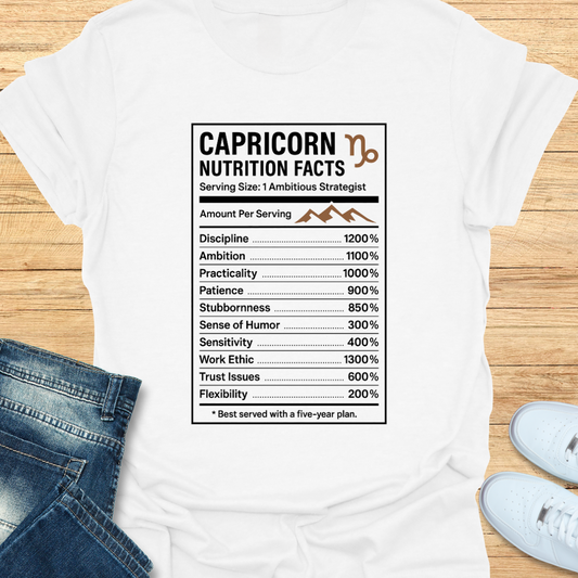 Capricorn Nutrition Label T-Shirt