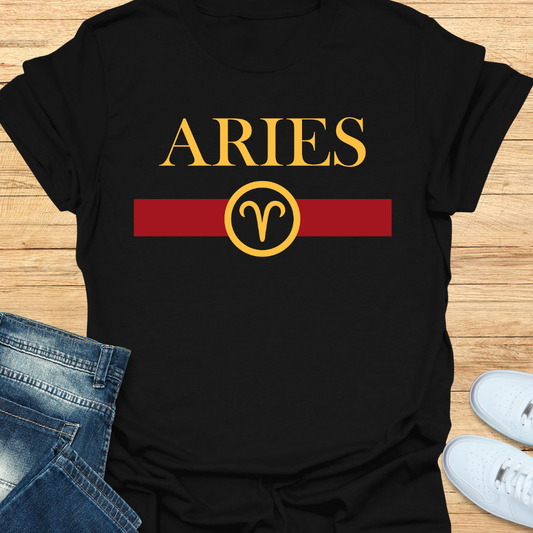 Aries Luxury Nameplate Fire Scheme T-Shirt
