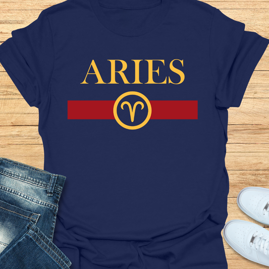 Aries Luxury Nameplate Fire Scheme T-Shirt