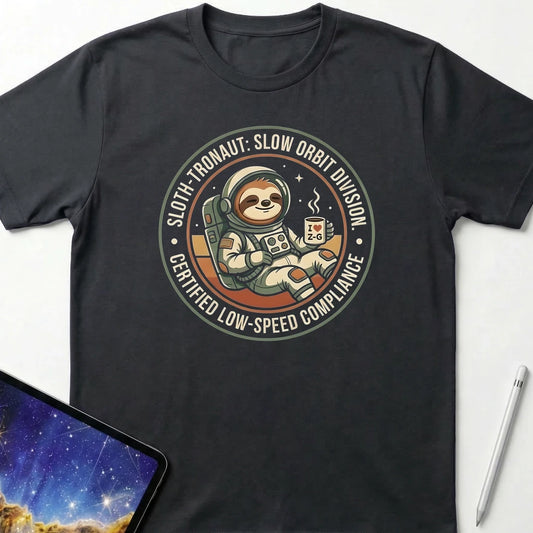 Sloth-tronaut Slow Orbit T-Shirt Black