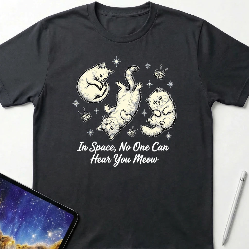 In Space, No One Can Hear You Meow T-Shirt Black