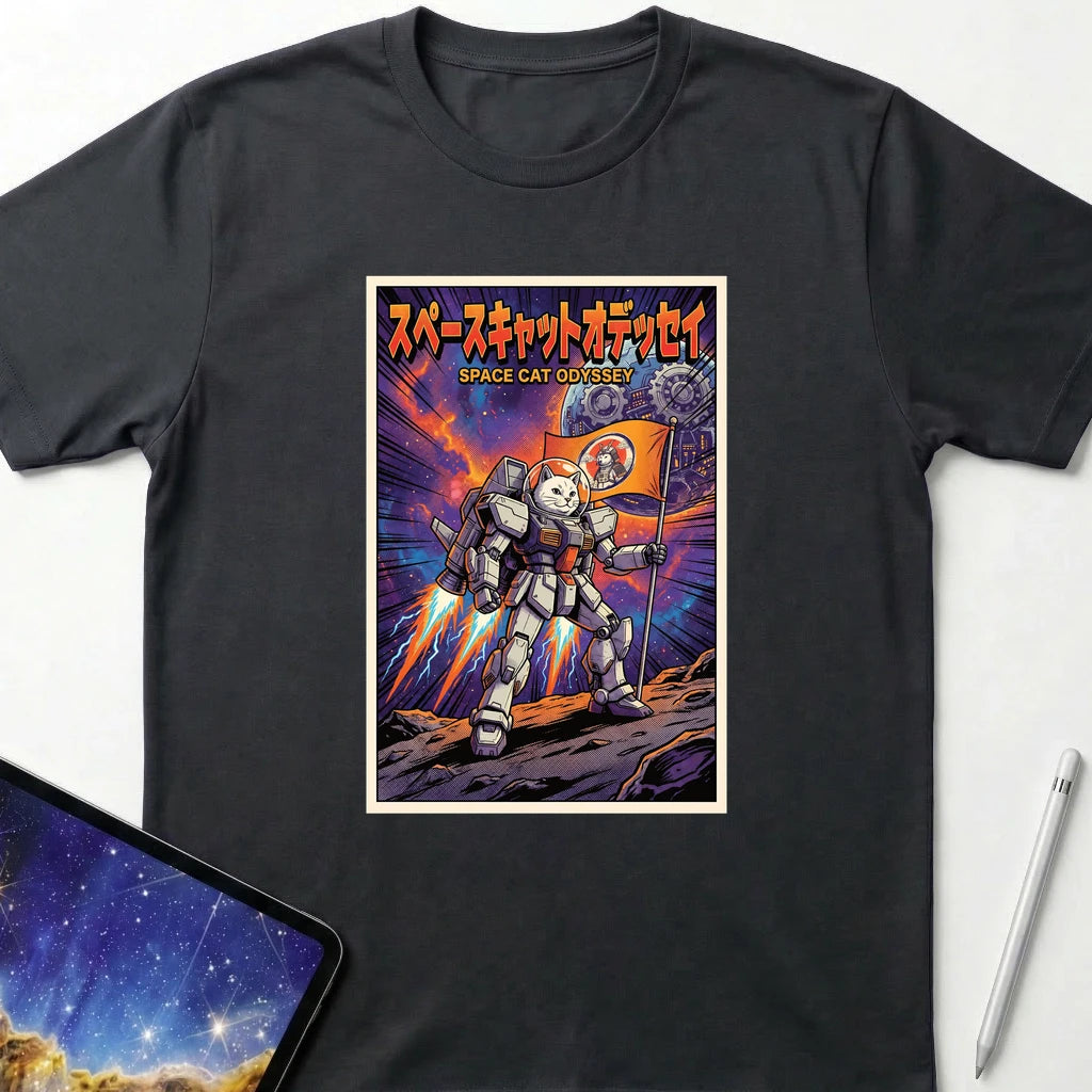 Space Cat Odyssey T-Shirt Black