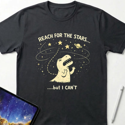 Dino Can't Reach for the Stars T-Shirt Black