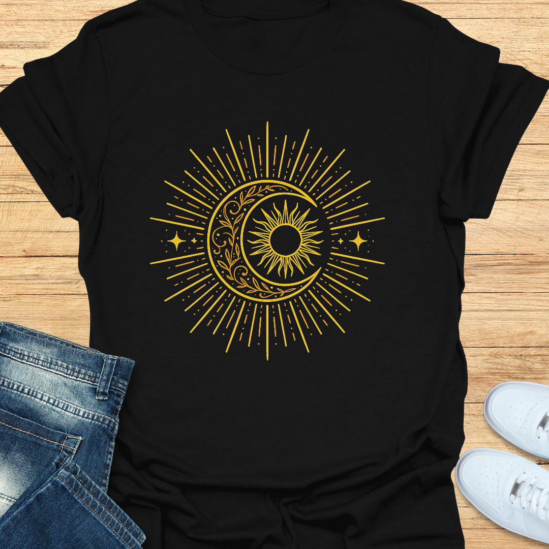 Radiant Sun and Crescent Moon T-Shirt