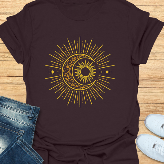 Radiant Sun and Crescent Moon T-Shirt