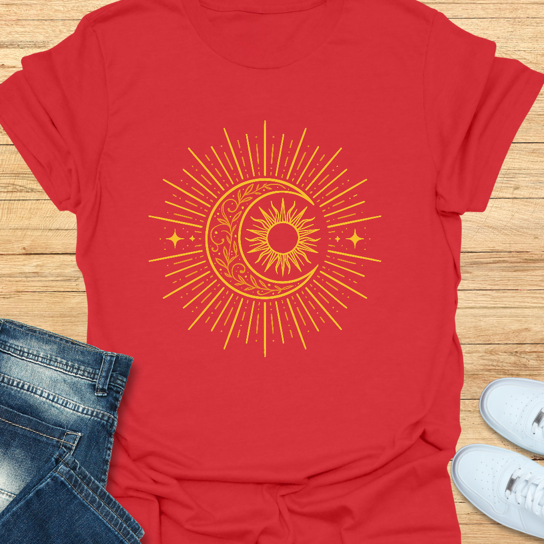 Radiant Sun and Crescent Moon T-Shirt