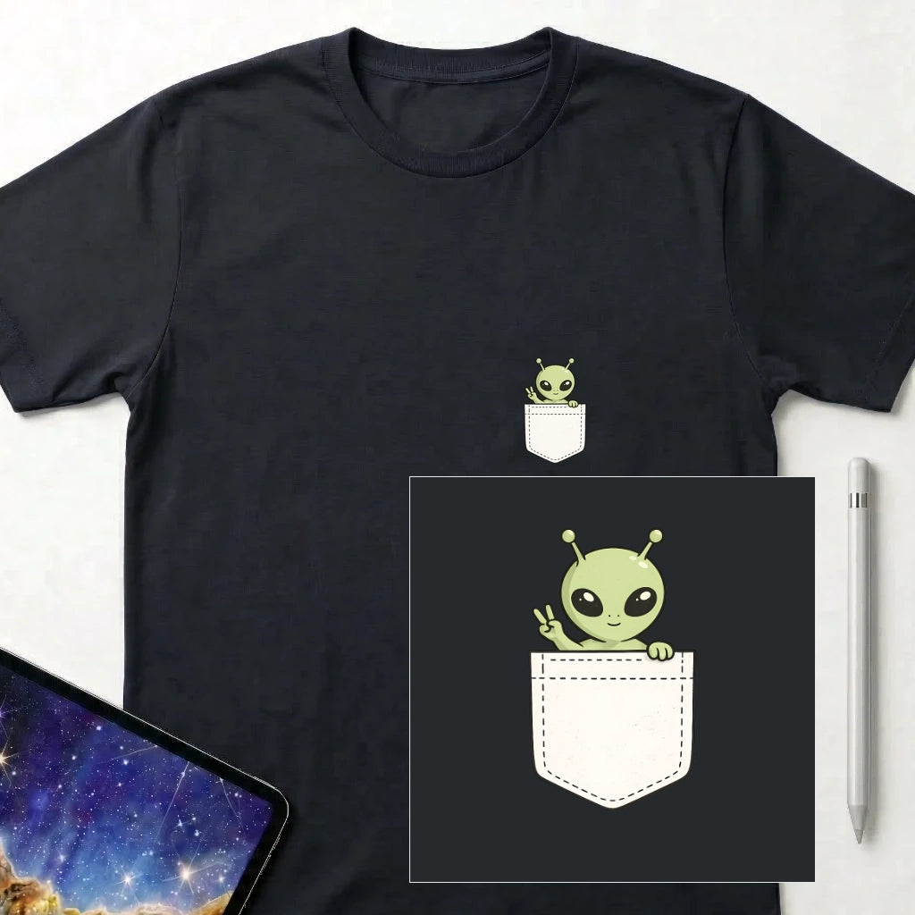 Pocket Alien T-Shirt Black