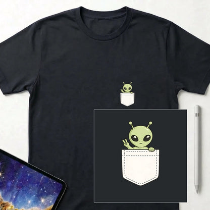 Pocket Alien T-Shirt Black