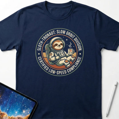 Sloth-tronaut Slow Orbit T-Shirt Navy
