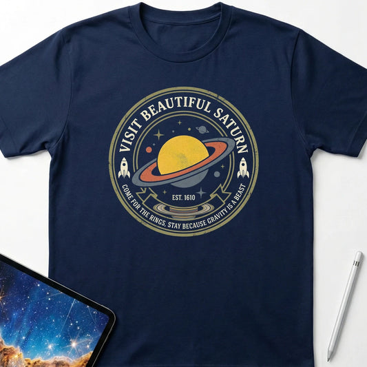 Visit Beautiful Saturn T-Shirt Navy