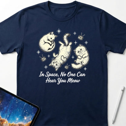 In Space, No One Can Hear You Meow T-Shirt Navy