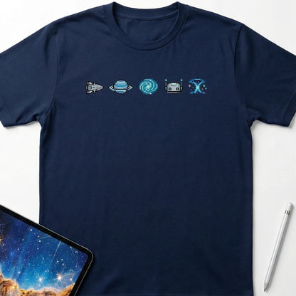 Pixel Space Powerup T-Shirt Navy