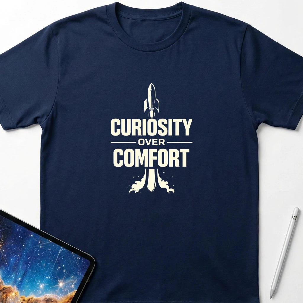 Curiosity Over Comfort T-Shirt Navy
