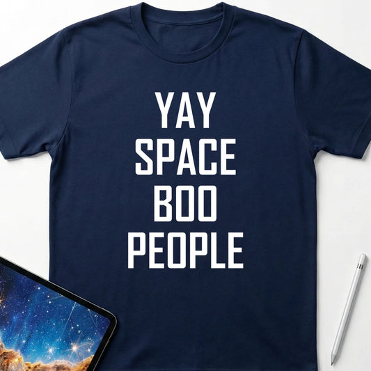 Yay Space Boo People T-Shirt Navy
