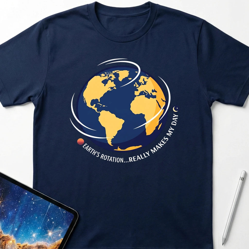 Earth's Rotation Makes My Day T-Shirt Navy