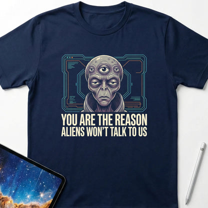 Aliens Won't Talk T-Shirt Navy