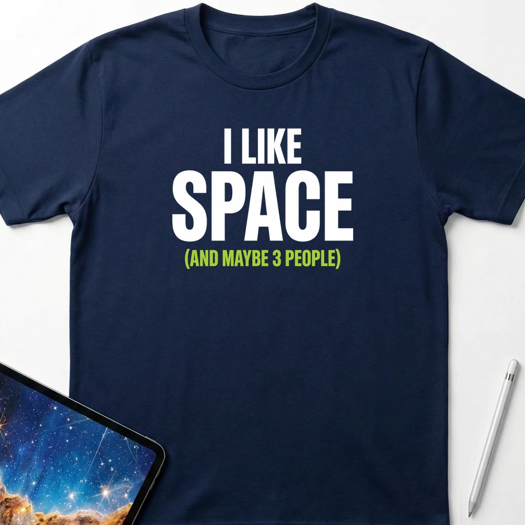 I Like Space and 3 People T-Shirt Navy