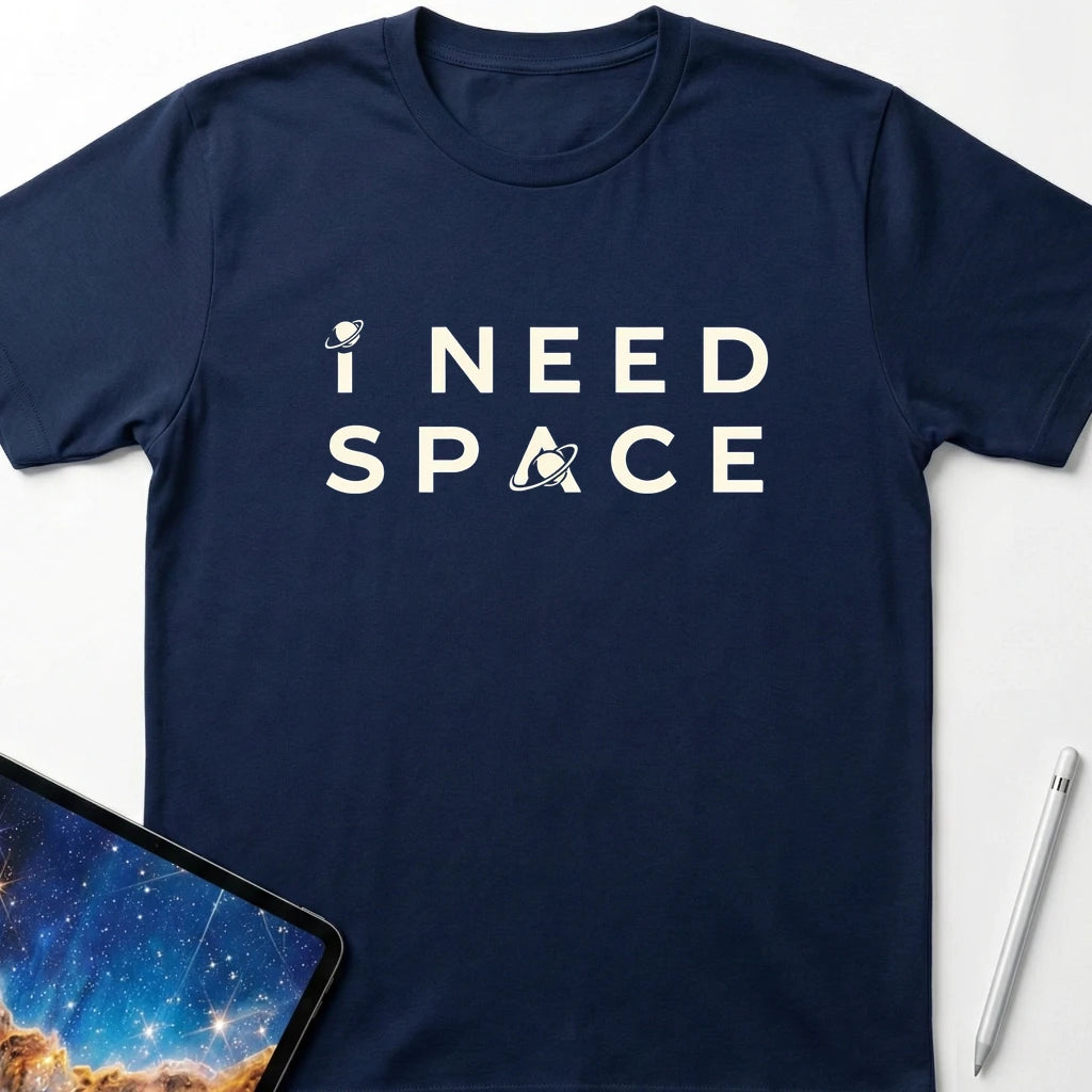 I Need Space Typographic T-Shirt Navy