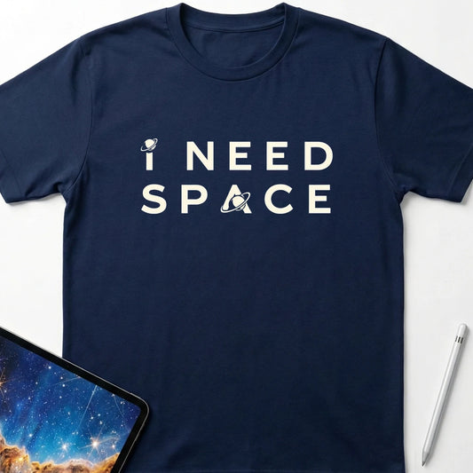I Need Space Typographic T-Shirt Navy