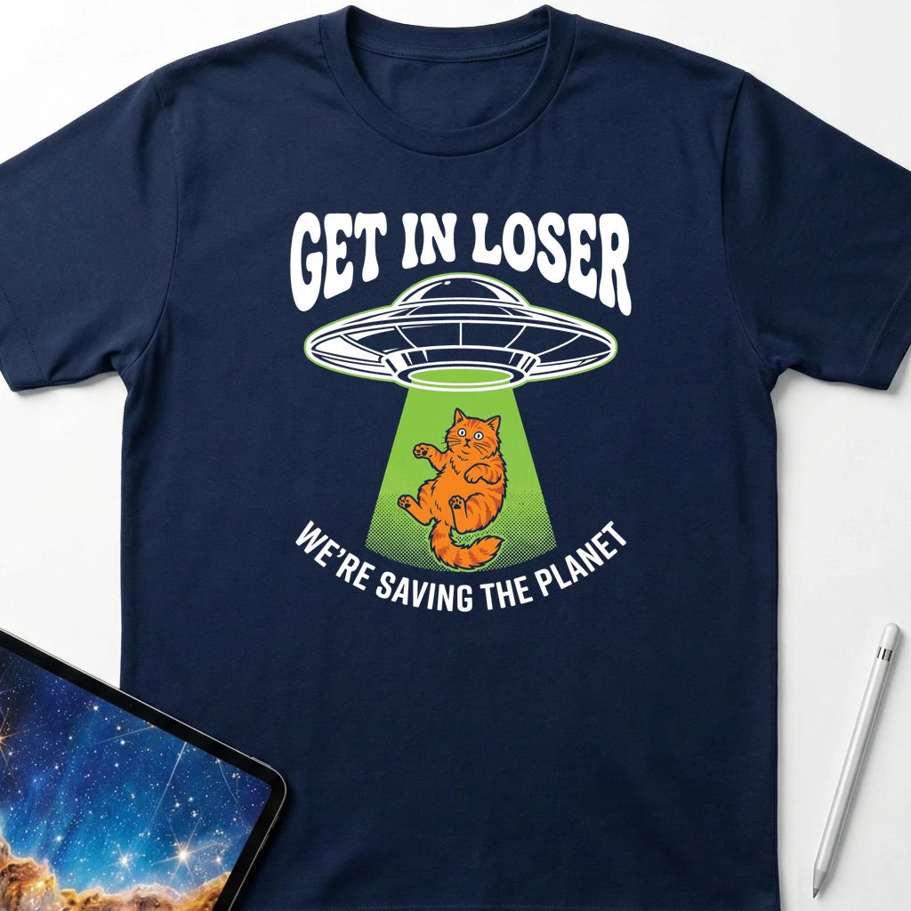Get in Loser Cat T-Shirt Navy