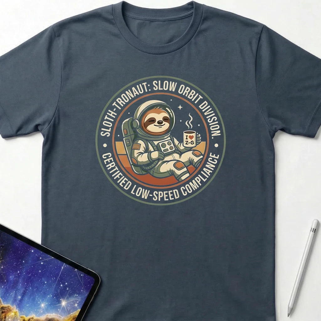 Sloth-tronaut Slow Orbit T-Shirt Dark Heather