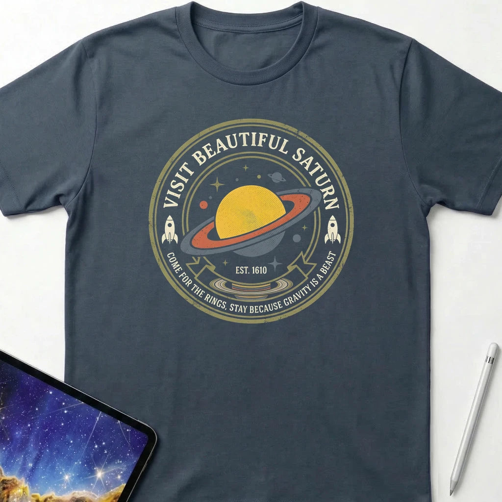 Visit Beautiful Saturn T-Shirt Dark Heather