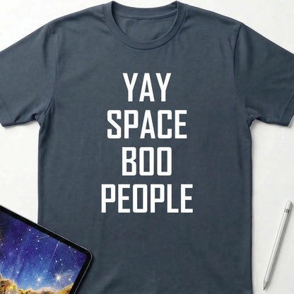 Yay Space Boo People T-Shirt Dark Heather