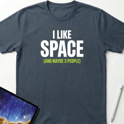 I Like Space and 3 People T-Shirt Dark Heather