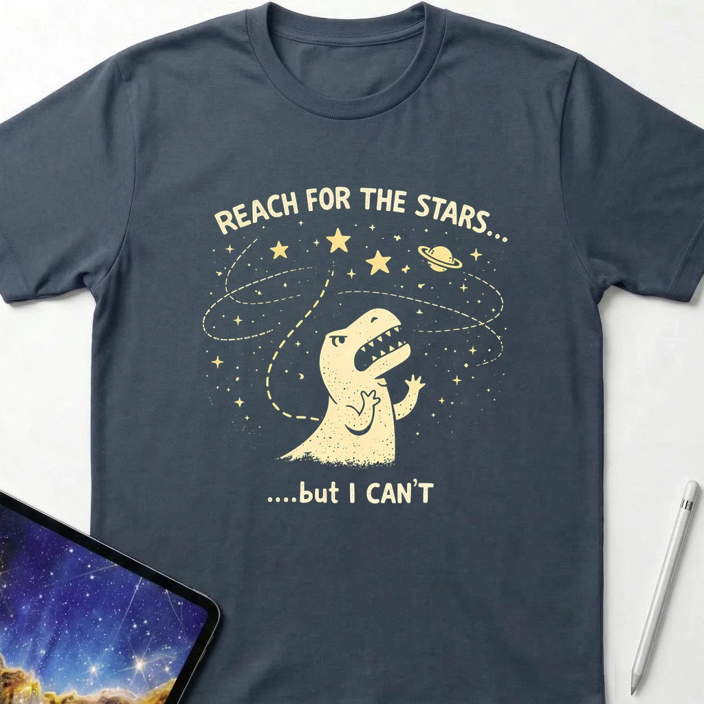 Dino Can't Reach for the Stars T-Shirt Dark Heather