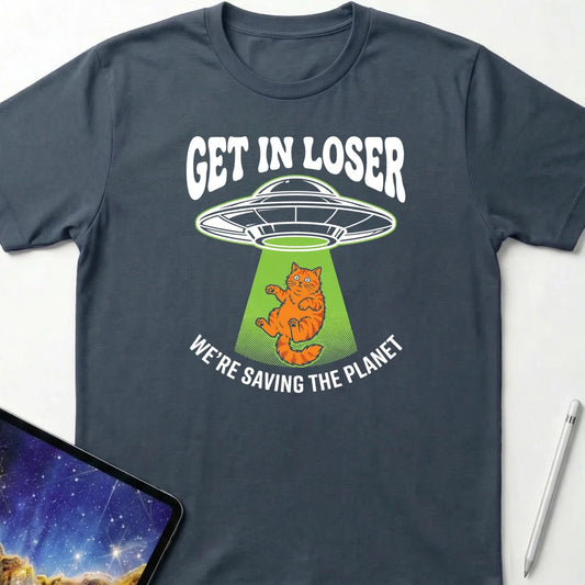 Get in Loser Cat T-Shirt Dark Heather