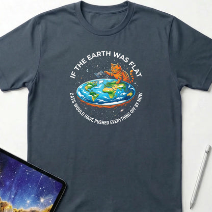 Flat Earth Cat Logic T-Shirt Dark Heather