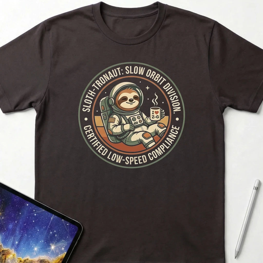 Sloth-tronaut Slow Orbit T-Shirt Dark Heather