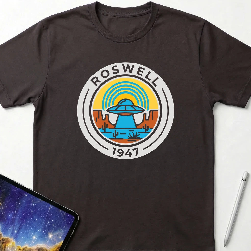 Roswell 1947 Shield T-Shirt Dark Chocolate
