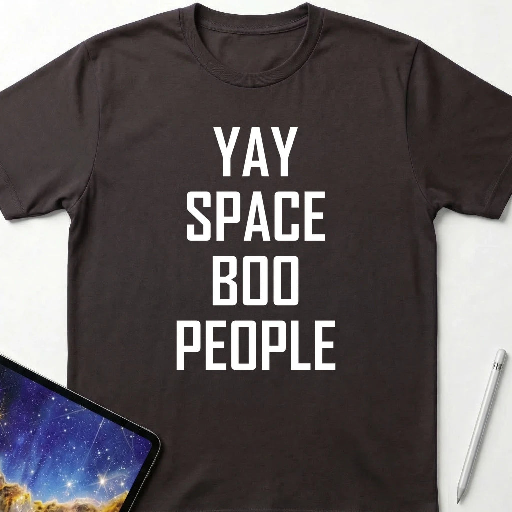 Yay Space Boo People T-Shirt Dark Chocolate