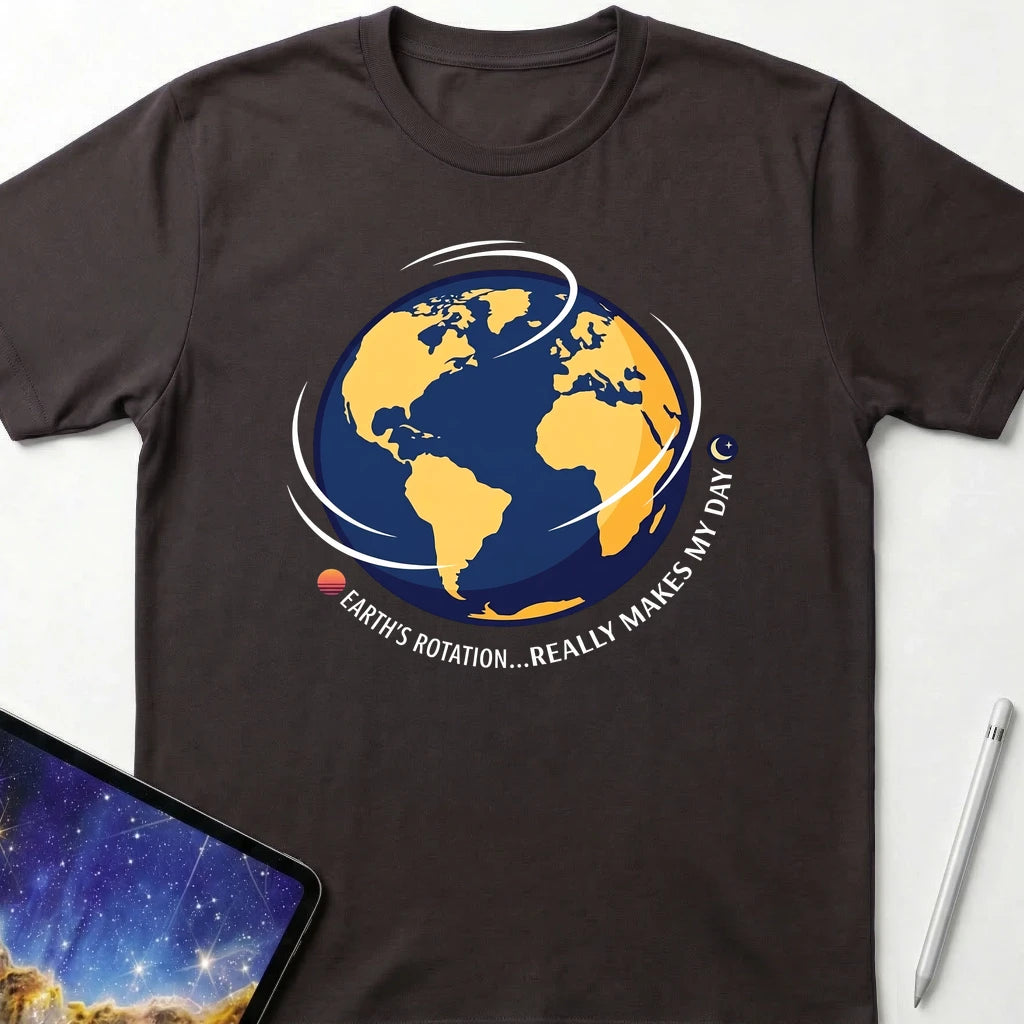 Earth's Rotation Makes My Day T-Shirt Dark Chocolate