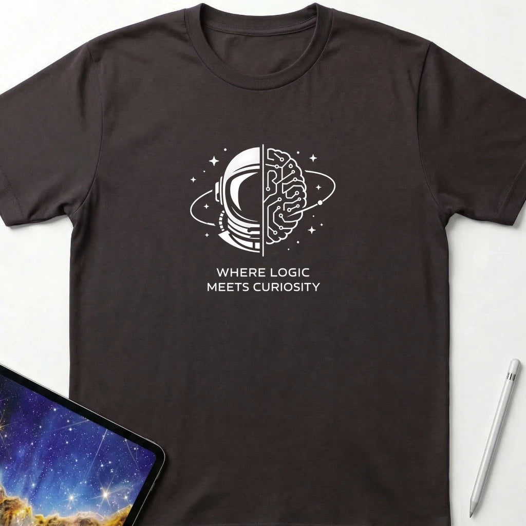Where Curiosity Meets Logic T-Shirt Dark Chocolate