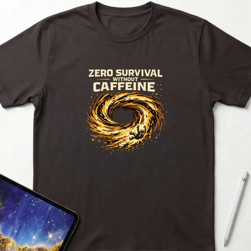 Zero Survival Without Caffeine T-Shirt Dark Chocolate