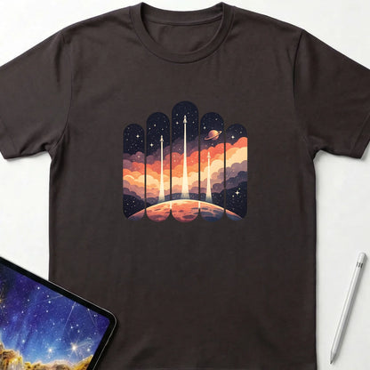 Pillars of Orbit T-Shirt Dark Chocolate