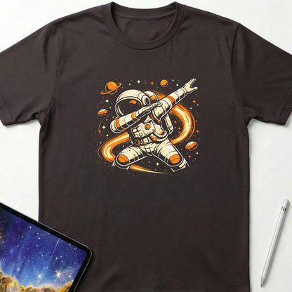 Dabbing Astronaut T-Shirt Dark Chocolate