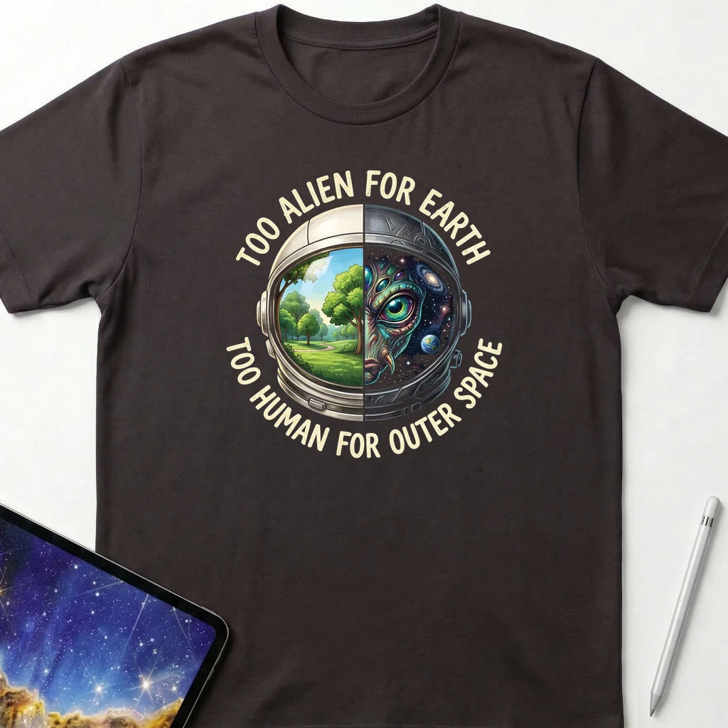 Too Alien for Earth T-Shirt Dark Chocolate