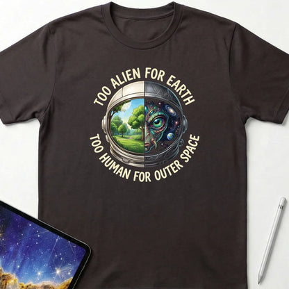 Too Alien for Earth T-Shirt Dark Chocolate