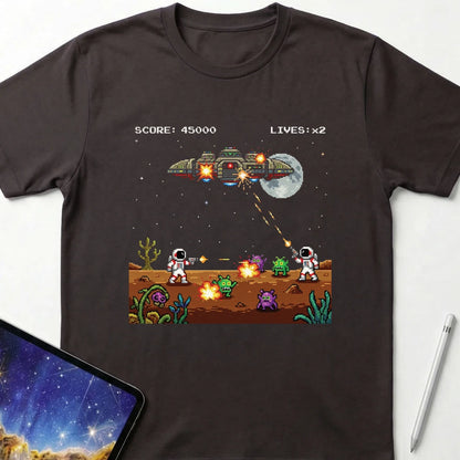 16-bit Space War T-Shirt Dark Chocolate