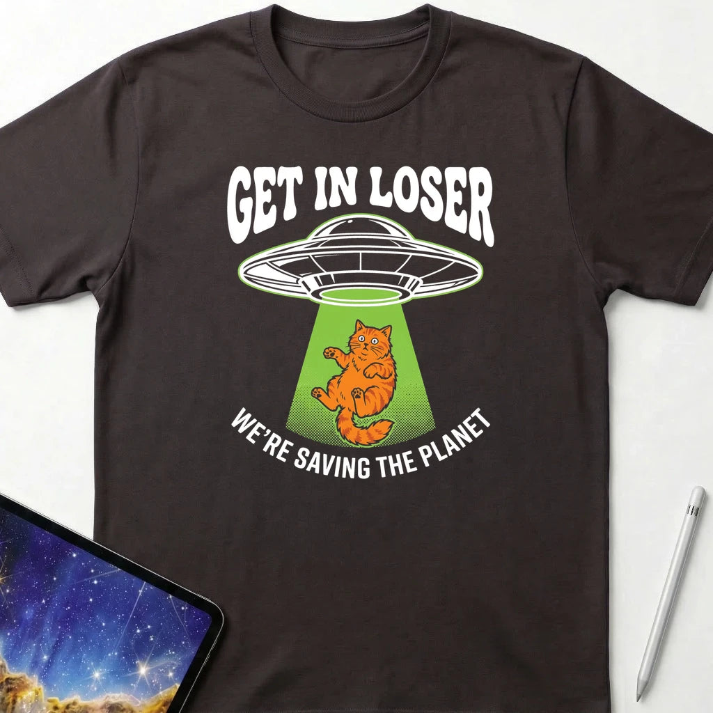 Get in Loser Cat T-Shirt Dark Chocolate