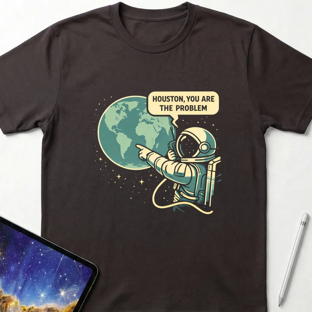 Houston You Are the Problem T-Shirt Dark Chocolate