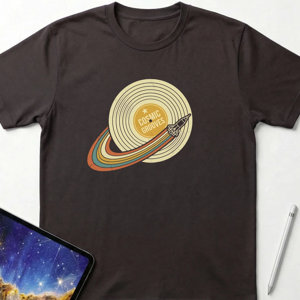 Cosmic Grooves T-Shirt Dark Chocolate