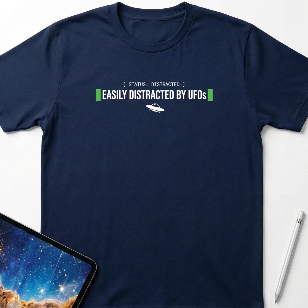 Easily Distracted by UFOs T-Shirt Navy