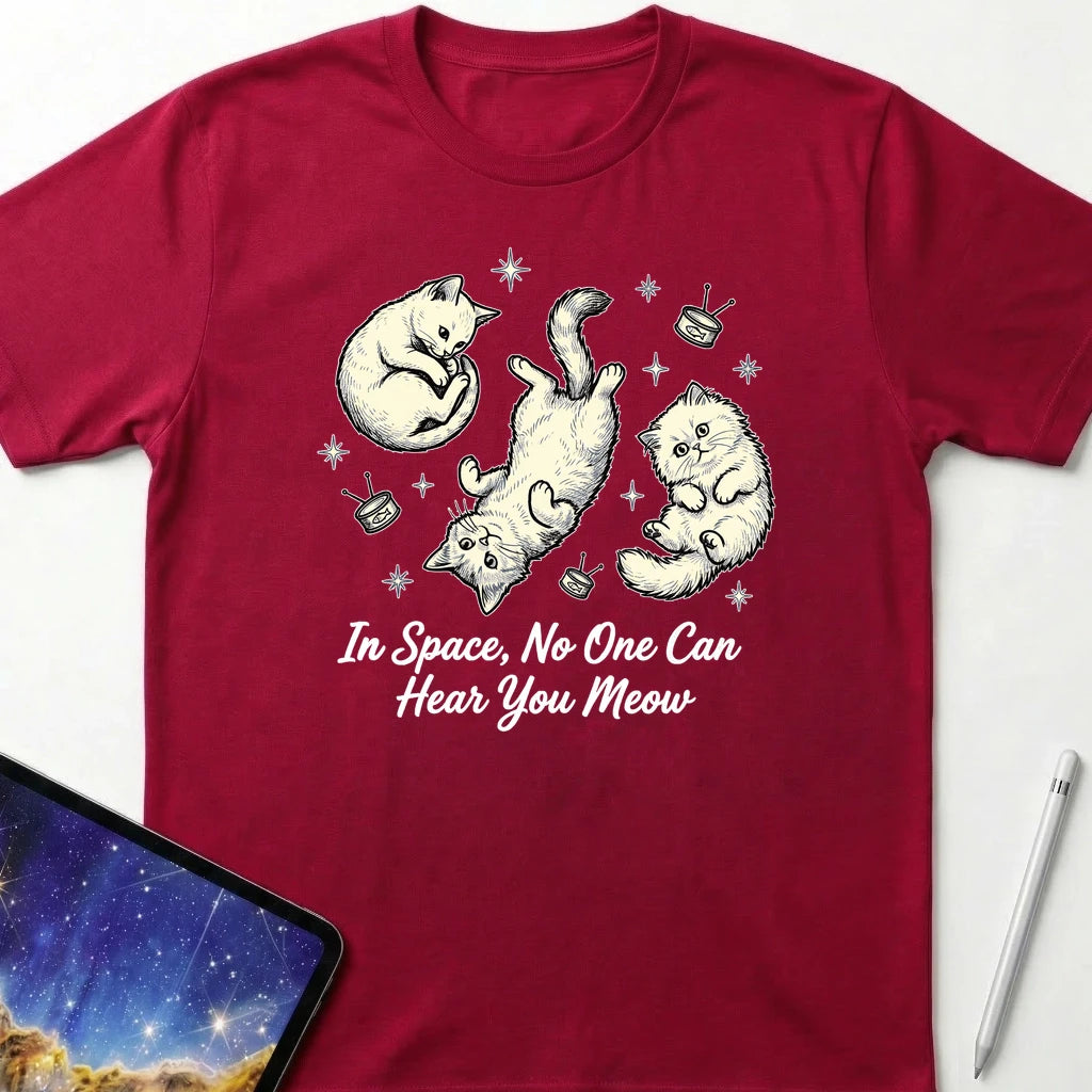 In Space, No One Can Hear You Meow T-Shirt Red